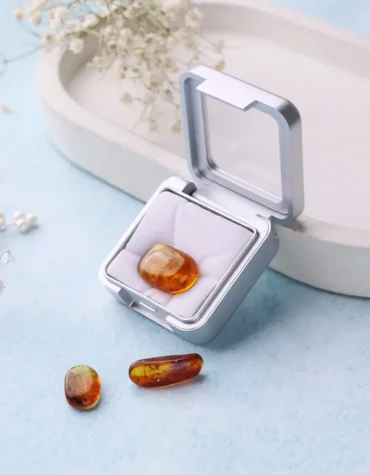 amber cabochon with insect