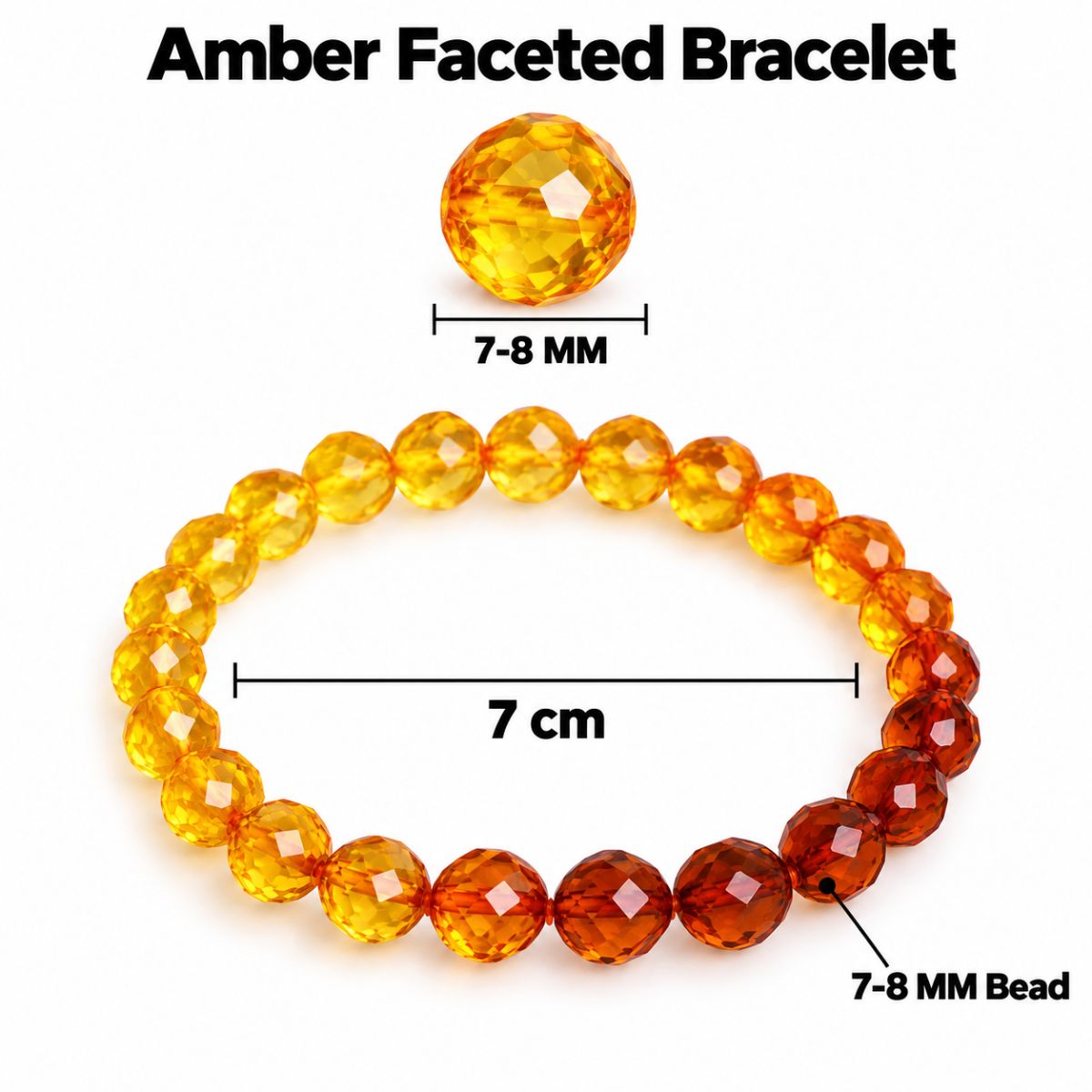 Amber Round Faceted Bracelet amber round faceted bracelet