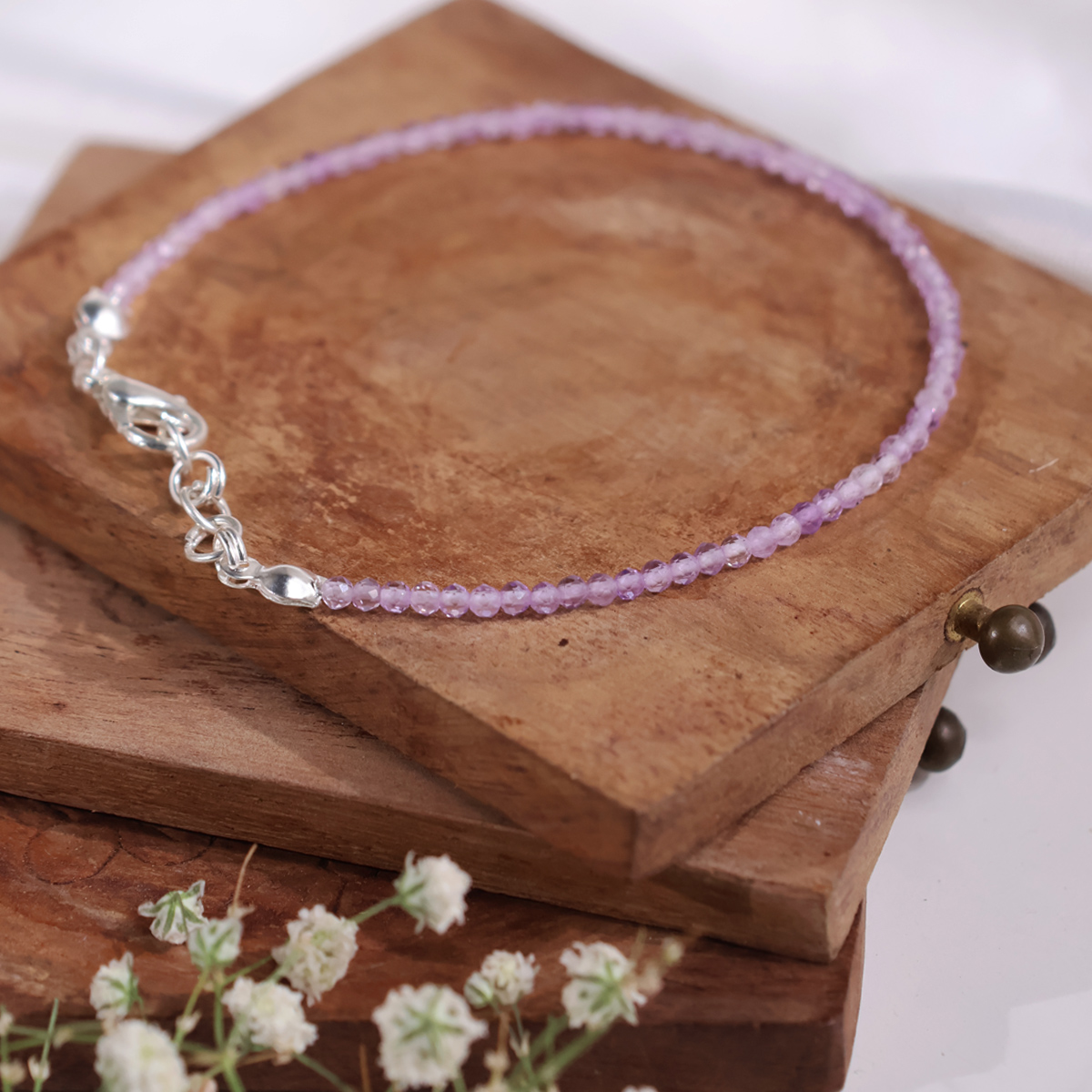 Amethyst Faceted 2 MM Chain Bracelet-Shubhanjali Store (3) amethyst faceted chain bracelet 2 mm
