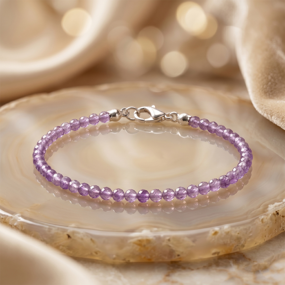 Amethyst Faceted 2 MM Chain Bracelet-Shubhanjali Store (5) amethyst faceted chain bracelet 2 mm