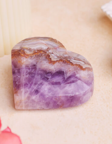 amethyst with crazy lace agate heart