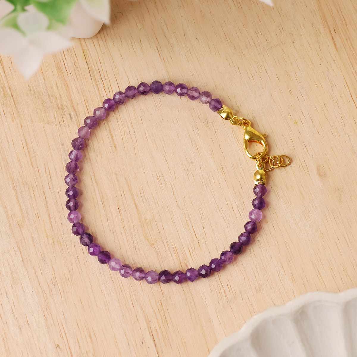 Amethyst faceted Chain Bracelet 4mm-Shubhanjali Store (4) amethyst faceted chain bracelet 4mm