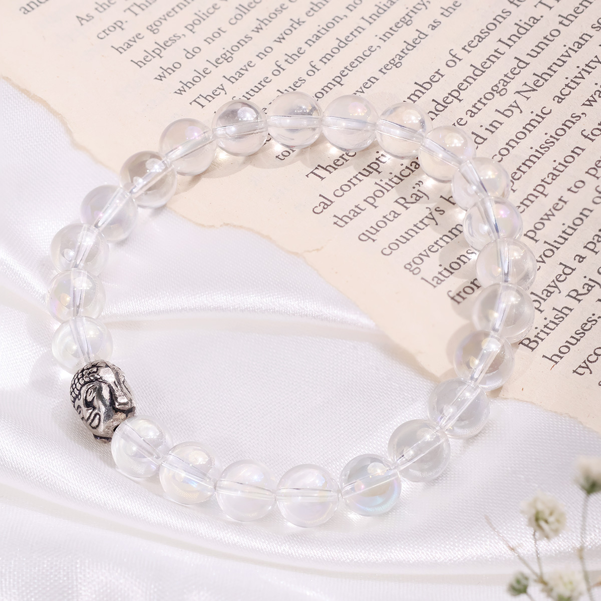 Angel Aura Quartz Buddha Bracelet 8 mm-Shubhanjali Store (2) angel aura quartz buddha bracelet 8 mm