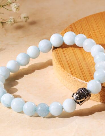 aquamarine buddha bracelet 8mm (dyed)