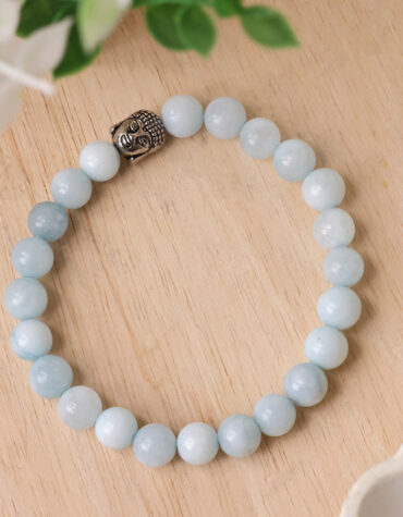 aquamarine buddha bracelet 8mm (dyed)