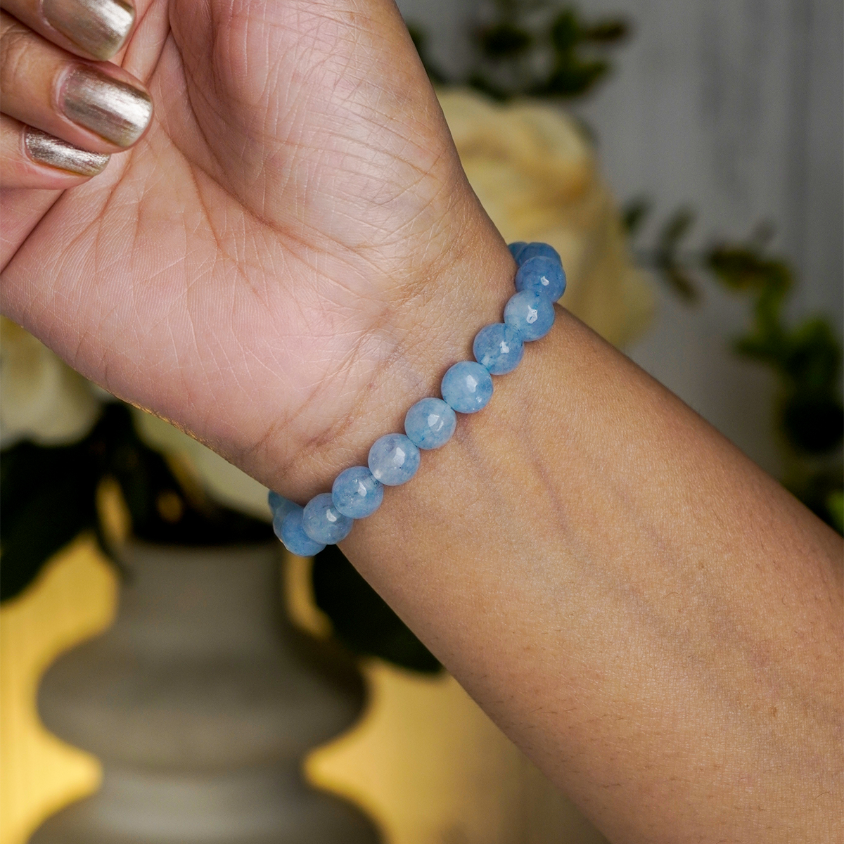 Aquamarine Faceted Bracelet - Shubhanjali Store (1) aquamarine faceted bracelet 8 mm