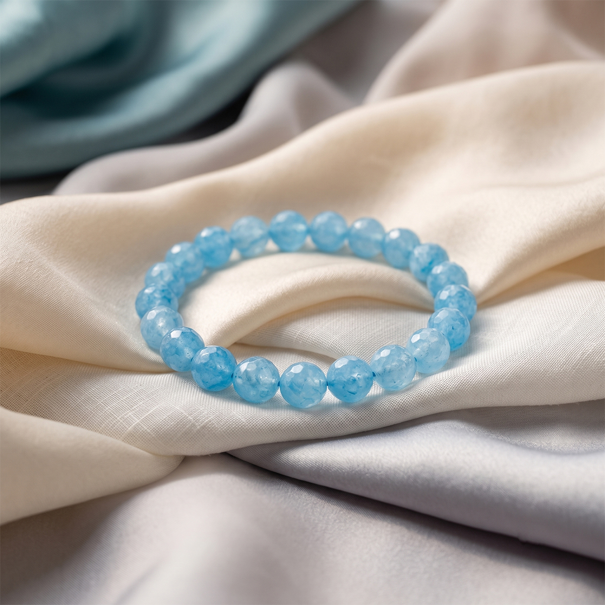 Aquamarine Faceted Bracelet - Shubhanjali Store (2) aquamarine faceted bracelet 8 mm