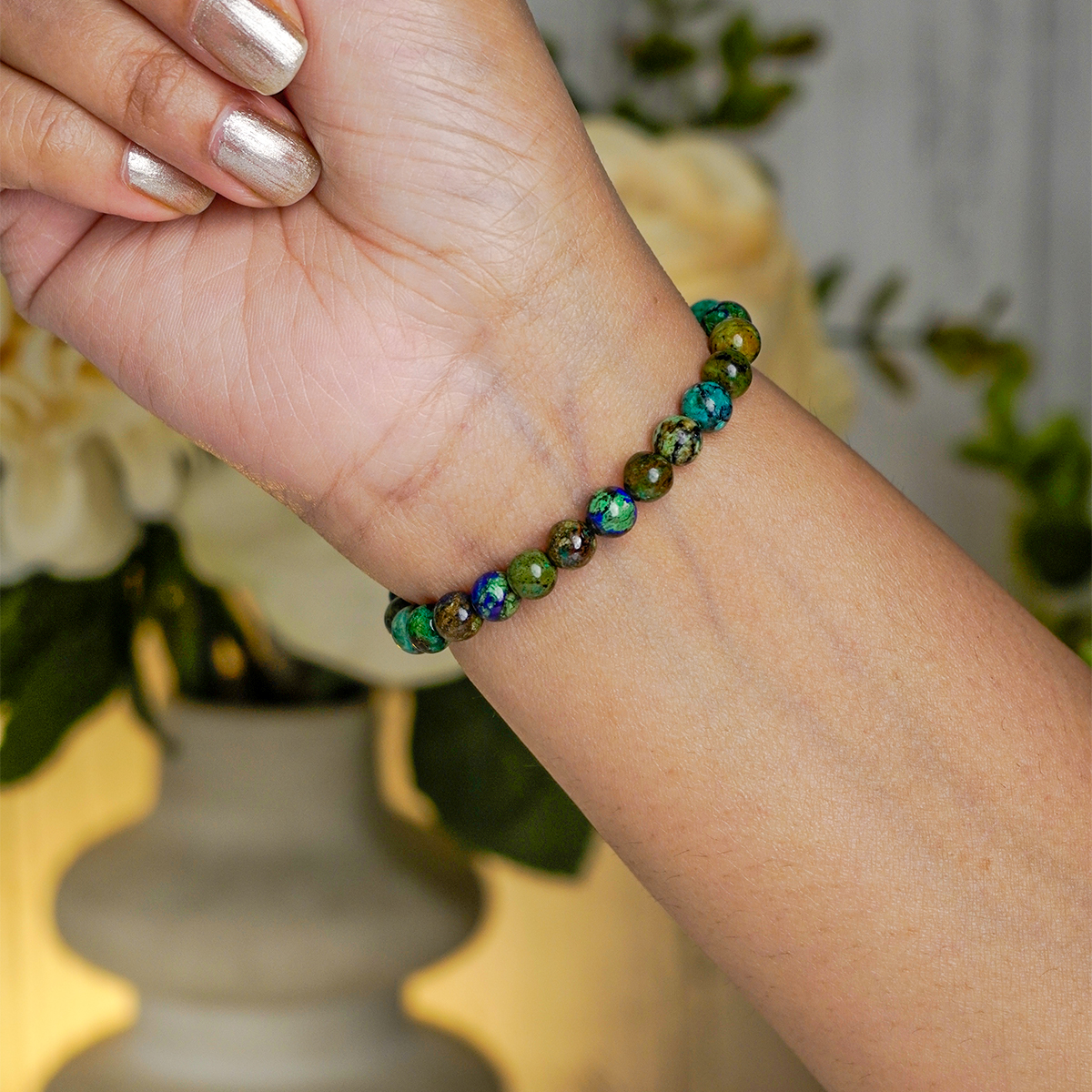Azurite Bracelet 8mm LQ - Shubhanjali Store (2) azurite bracelet