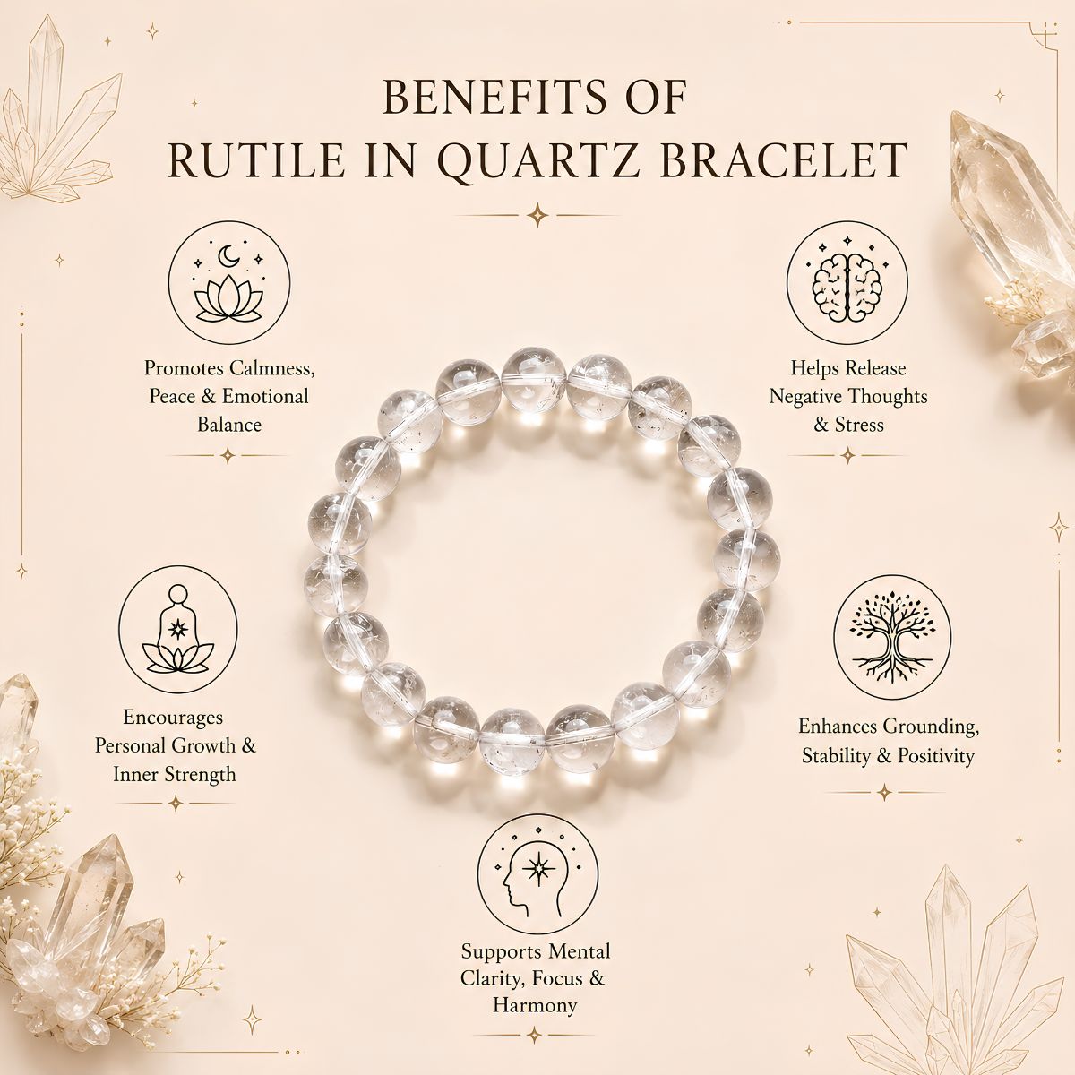 Benefits (2) rutile in quartz bracelet hq