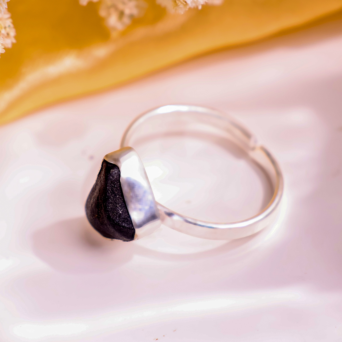 Black Obsidian Single Raw Ring-Shubhanjali Store (1) black obsidian single raw ring