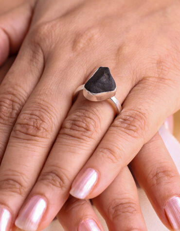 black obsidian single raw ring