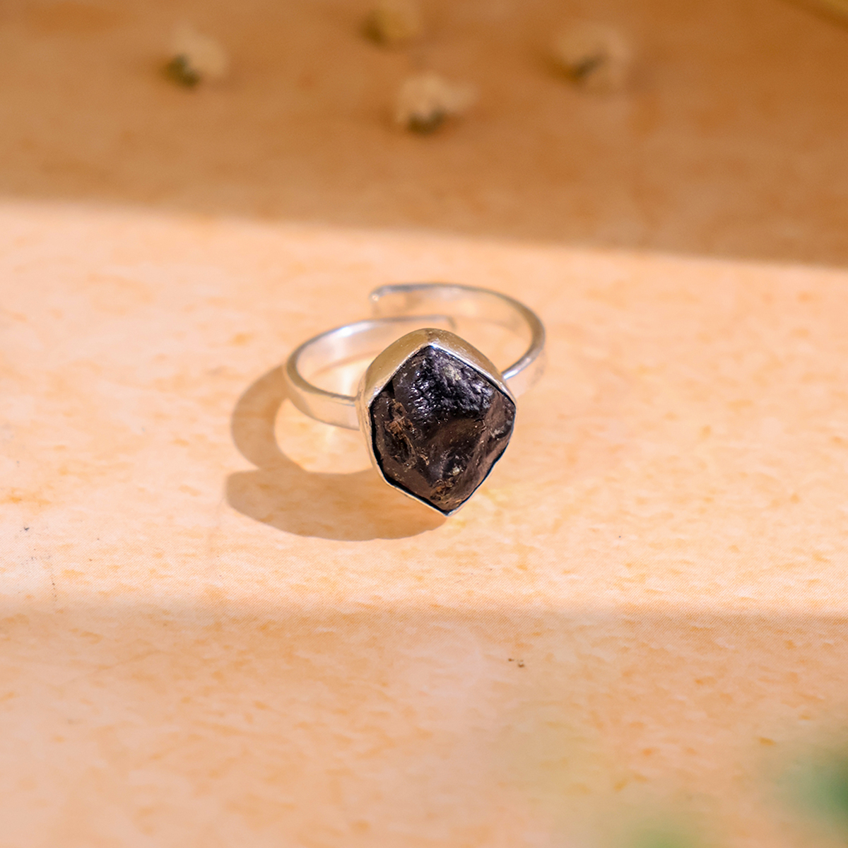 Black Obsidian Single Raw Ring-Shubhanjali Store (5) black obsidian single raw ring