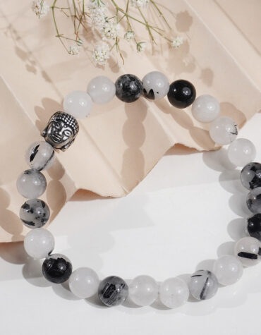 black rutile buddha bracelet 8mm