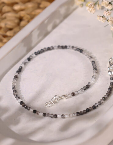 black rutile faceted anklet 2 mm
