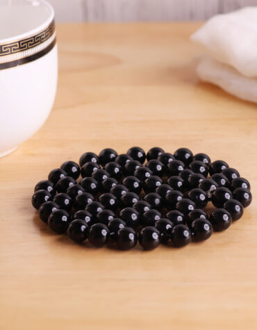 black tourmaline beads round coaster