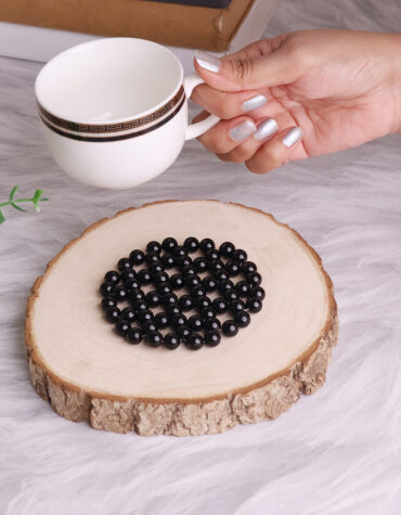 black tourmaline beads round coaster