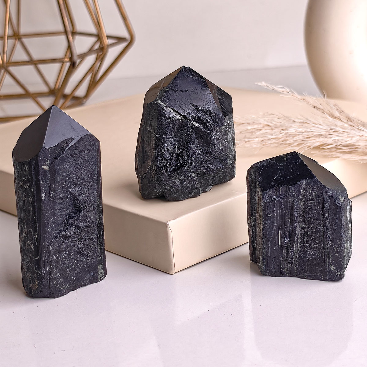 Black Tourmaline Raw point-Shubhanjali Store (1) black tourmaline raw point