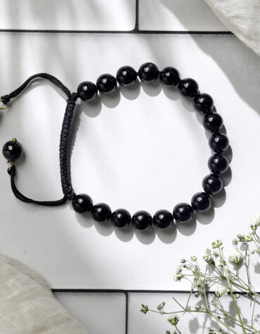 black tourmaline single thread bracelet