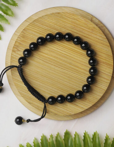 black tourmaline single thread bracelet