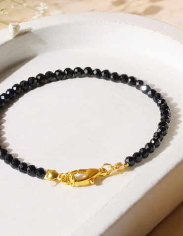 black tourmaline faceted chain bracelet 4mm