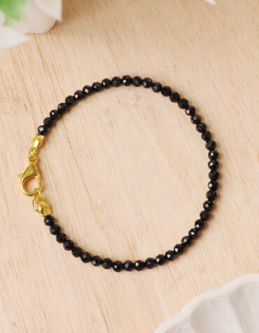 black tourmaline faceted chain bracelet 4mm