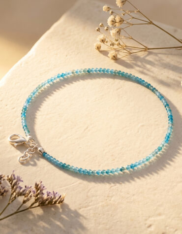 blue apatite faceted anklet 2 mm