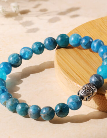 blue apatite buddha bracelet 8 mm