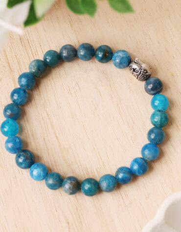 blue apatite buddha bracelet 8 mm