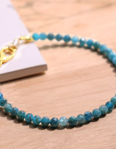 blue apatite faceted chain bracelet 4mm