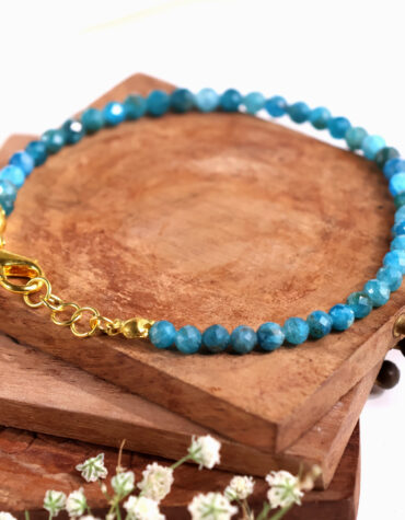 blue apatite faceted chain bracelet 4mm