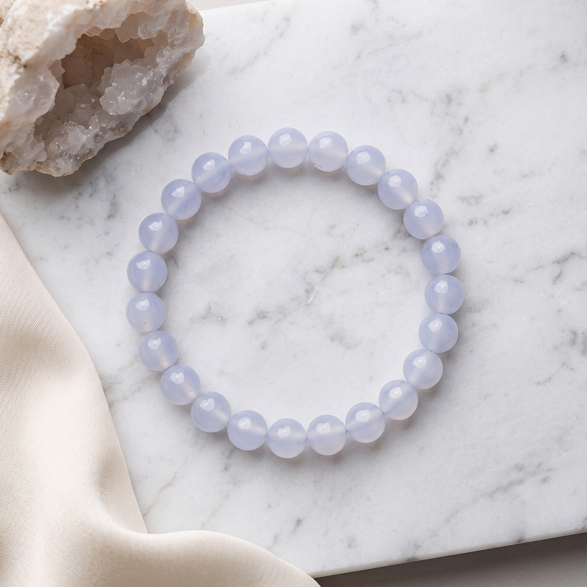 Blue Chalcedony Bracelet 8mm - Shubhanjali Store (1) blue chalcedony bracelet 8mm