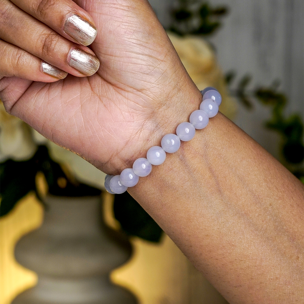Blue Chalcedony Bracelet 8mm - Shubhanjali Store (3) blue chalcedony bracelet 8mm