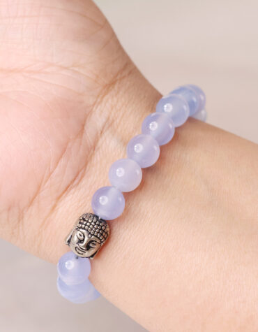 blue chalcedony buddha bracelet 8mm