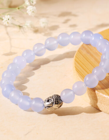 blue chalcedony buddha bracelet 8mm