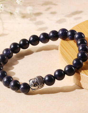 blue goldstone buddha bracelet 8 mm