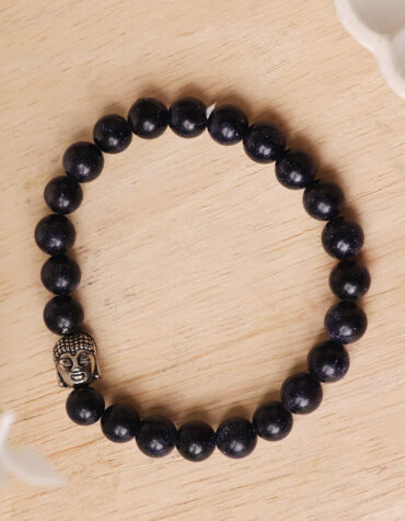 blue goldstone buddha bracelet 8 mm