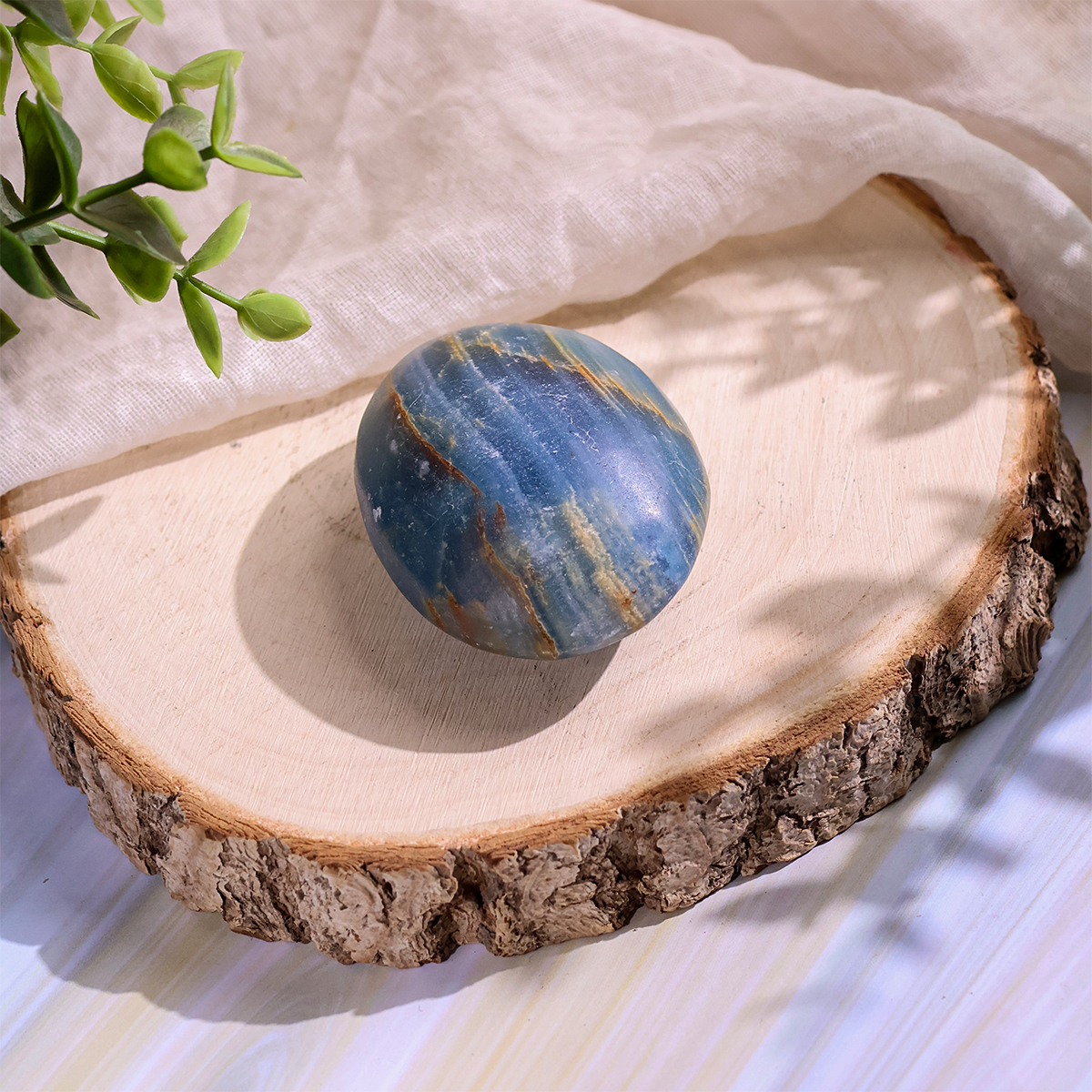 Blue Onyx Palm Stone (3) blue onyx palm stone