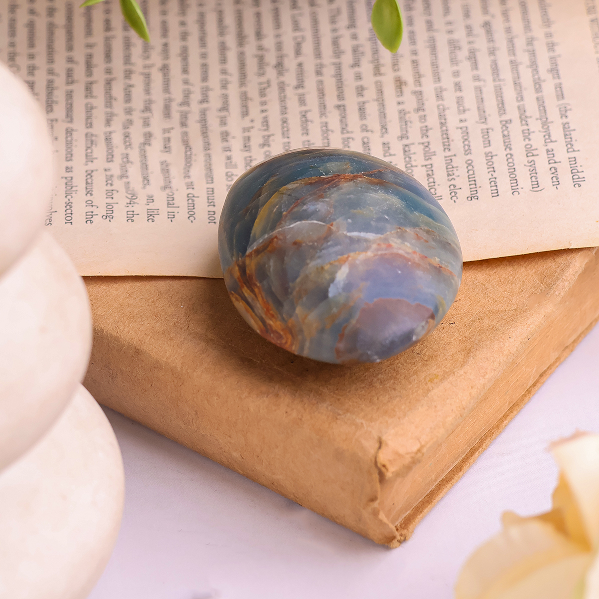 Blue Onyx Palm Stone (5) blue onyx palm stone