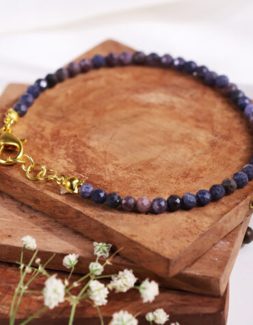 blue sapphire faceted chain bracelet 4mm