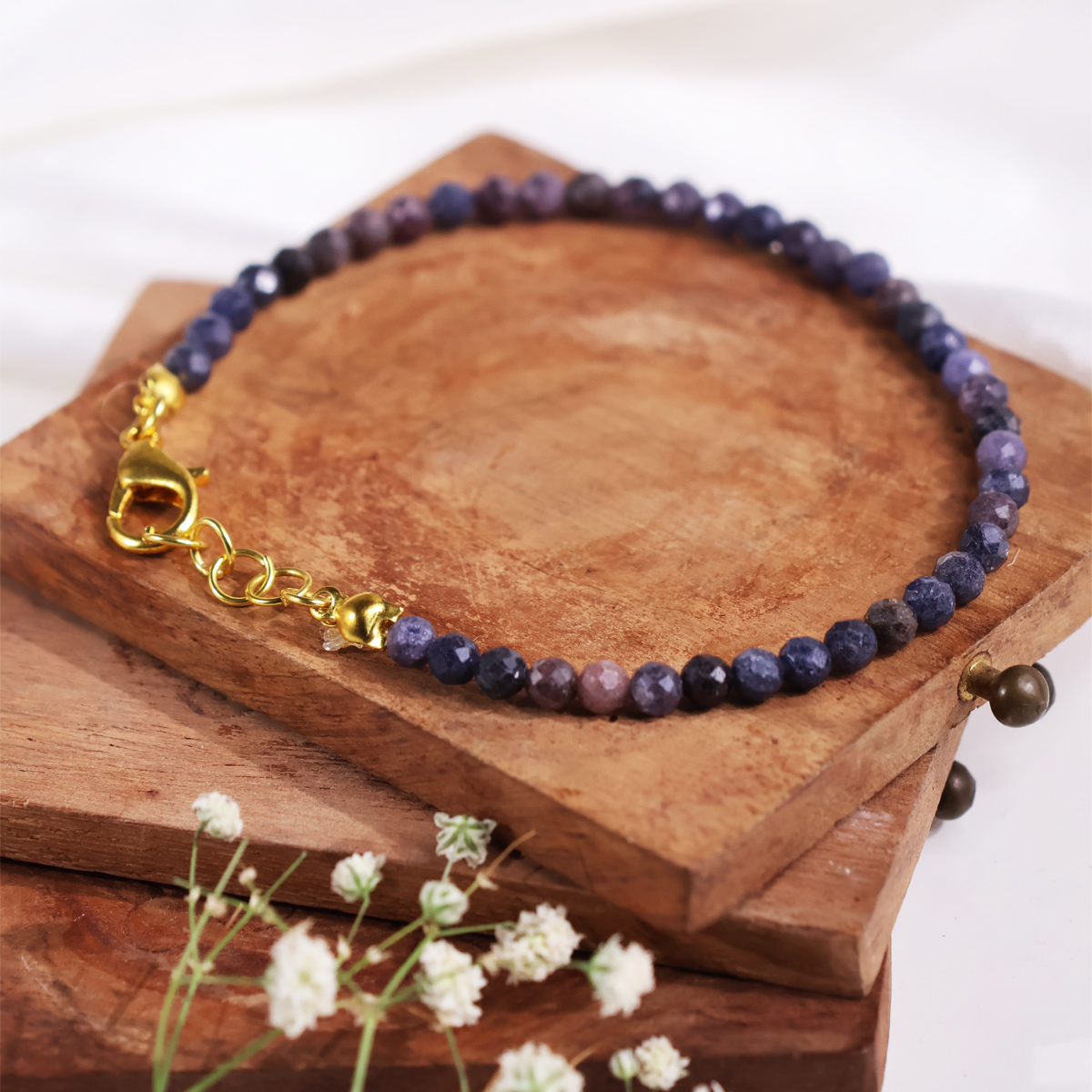 Blue Sapphire Faceted Chain Bracelet 4mm-Shubhanjali Store (2) blue sapphire faceted chain bracelet 4mm