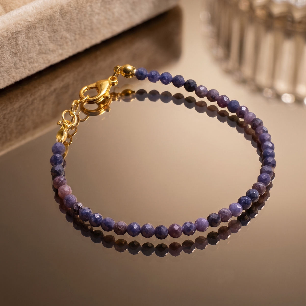 Blue Sapphire Faceted Chain Bracelet 4mm-Shubhanjali Store (3) blue sapphire faceted chain bracelet 4mm