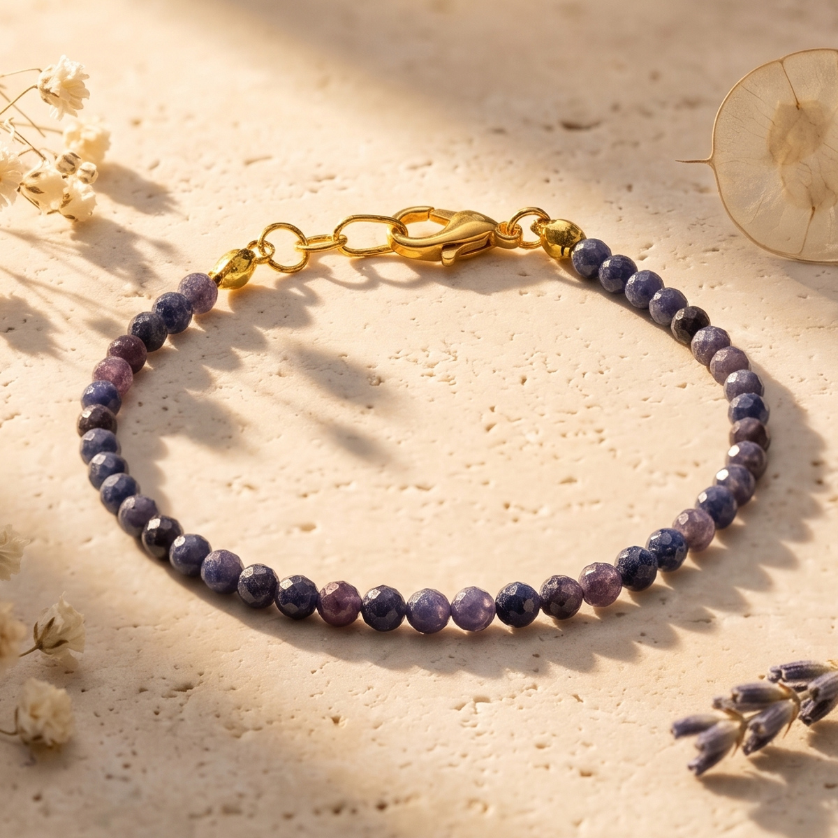 Blue Sapphire Faceted Chain Bracelet 4mm-Shubhanjali Store (4) blue sapphire faceted chain bracelet 4mm