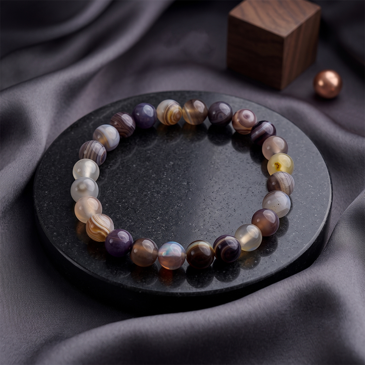 Botswana Agate Bracelet 8mm-Shubhanjali Store (1) botswana agate bracelet 8 mm