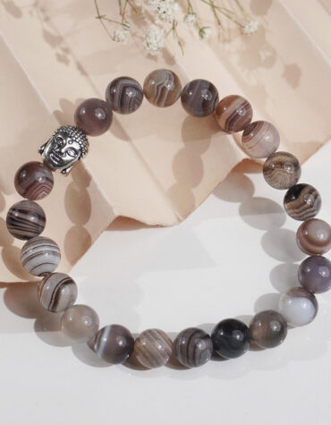 botswana agate buddha bracelet 8 mm
