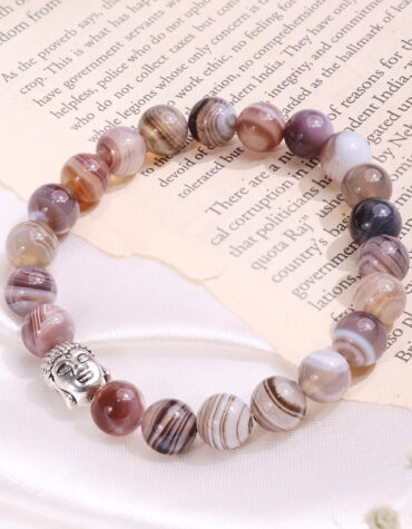botswana agate buddha bracelet 8 mm