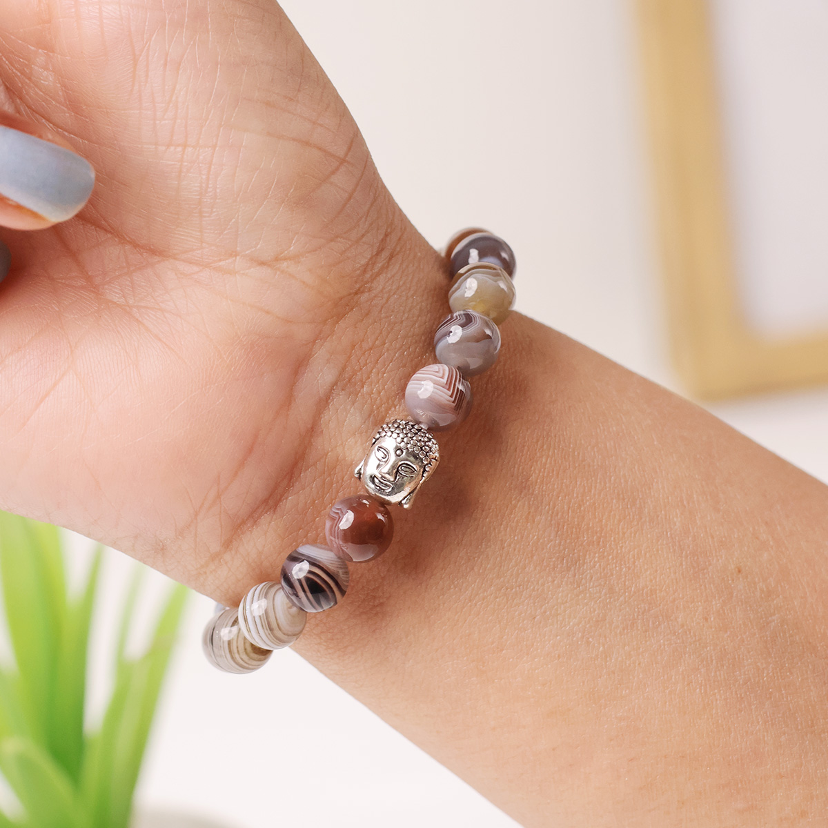 Botswana Agate Buddha Bracelet 8mm-Shubhanjali Store (3) botswana agate buddha bracelet 8 mm