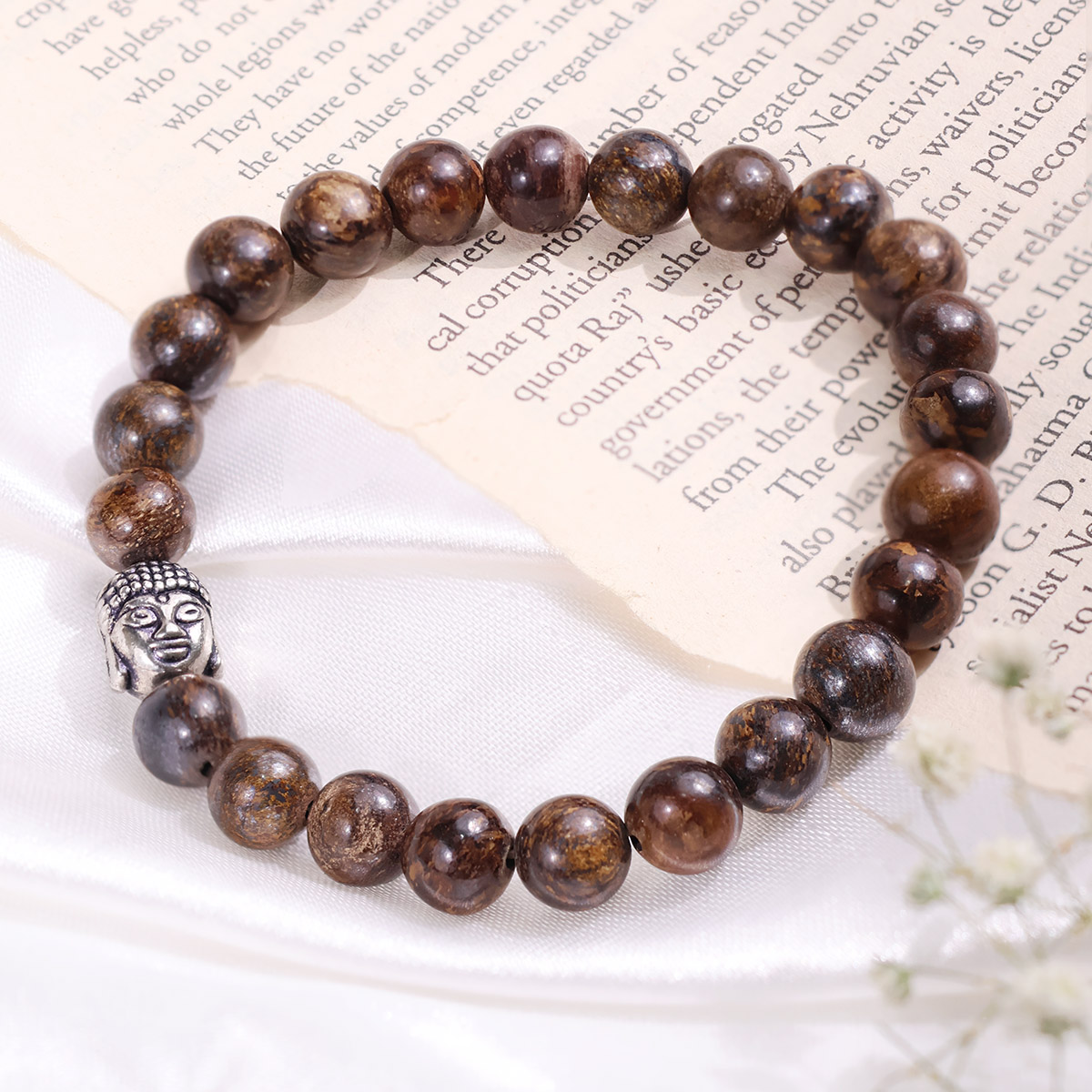 Bronzite Buddha Bracelet-Shubhanjali Store (1) bronzite buddha bracelet 8 mm