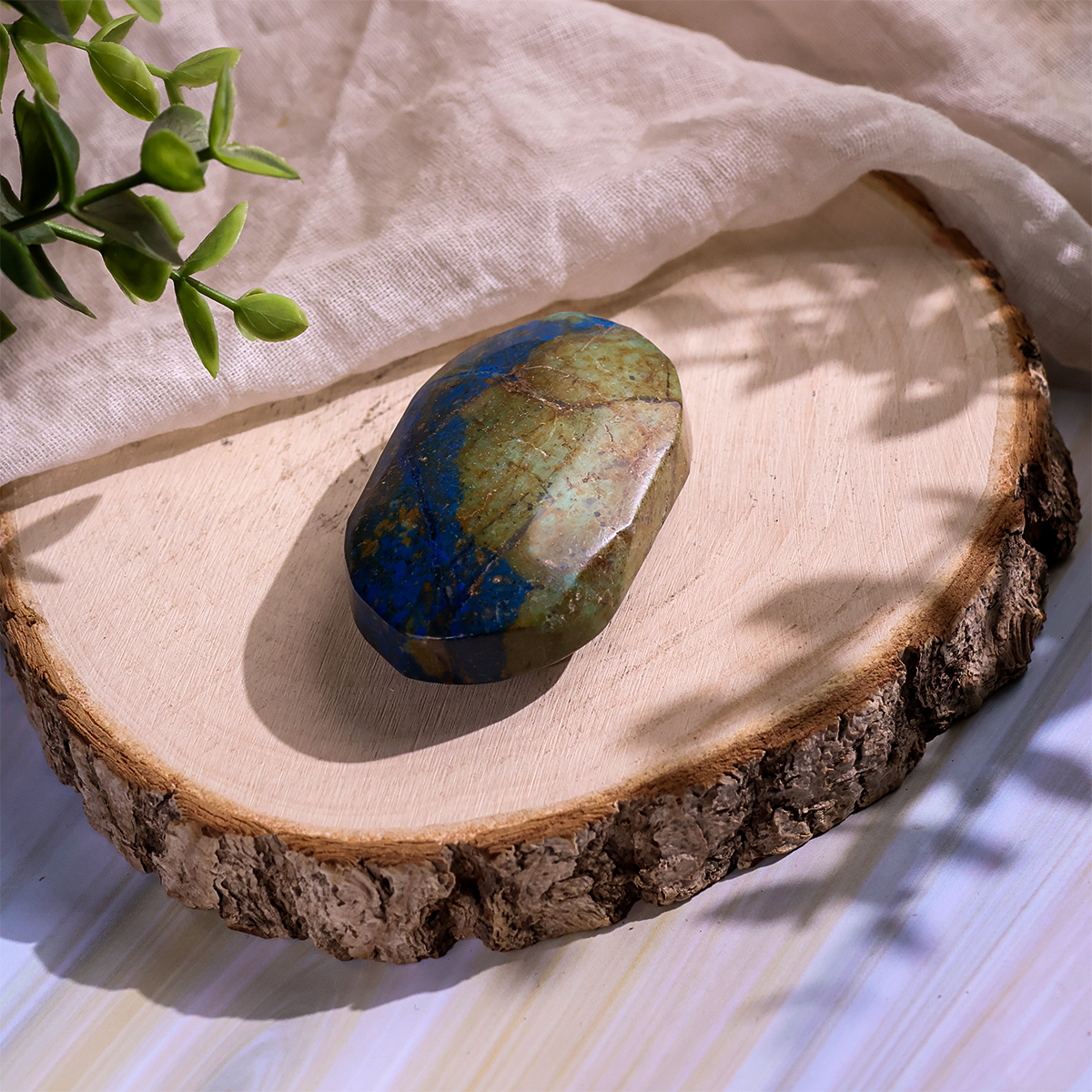 Chrysocolla Azurite Palm Stone (2) chrysocolla azurite palm stone