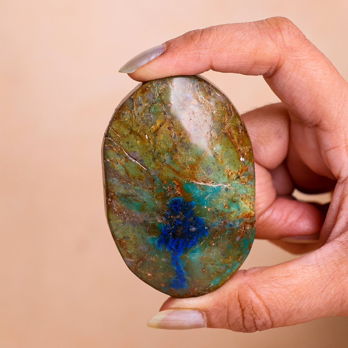 Chrysocolla Azurite Palm Stone (4) chrysocolla azurite palm stone