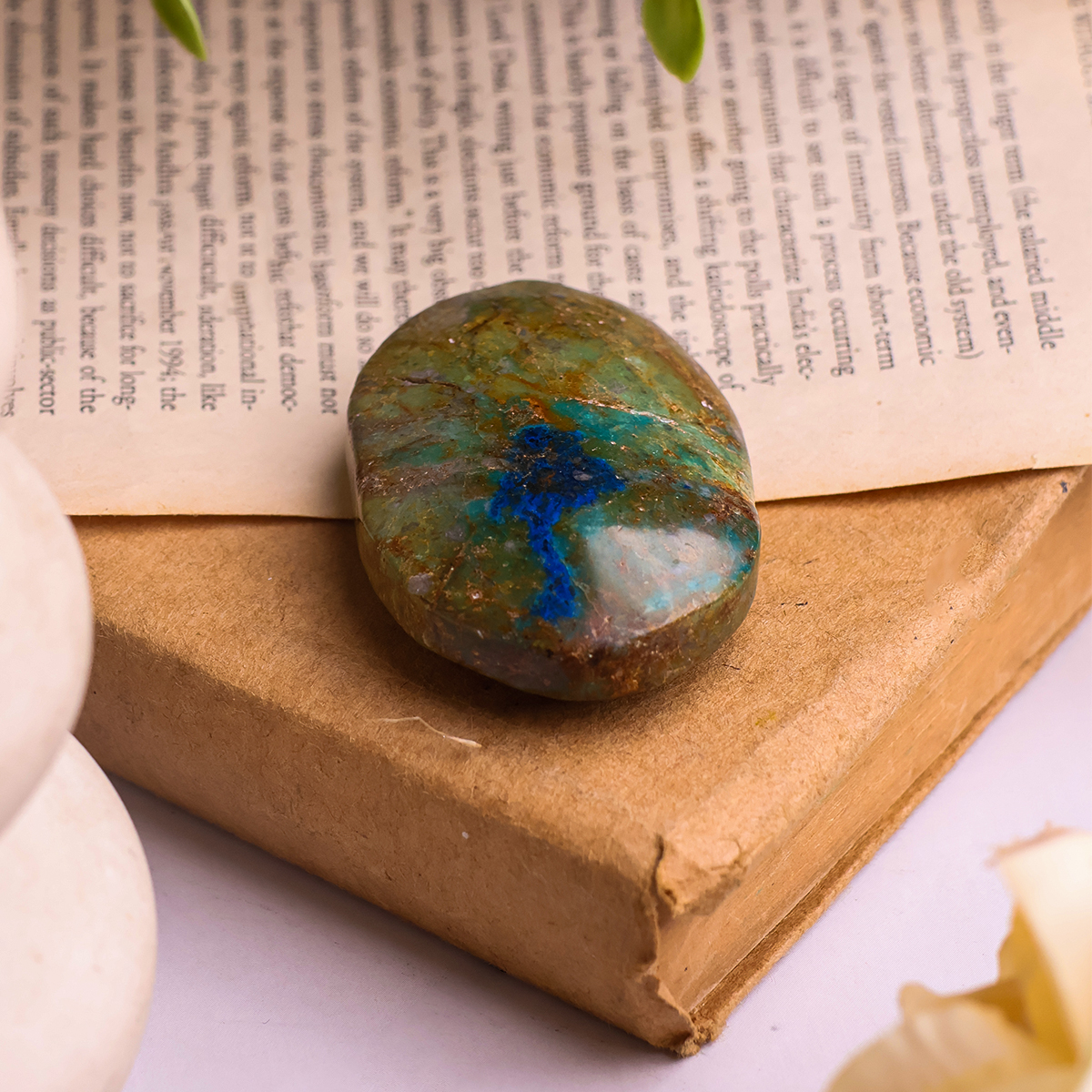 Chrysocolla Azurite Palm Stone (7) chrysocolla azurite palm stone